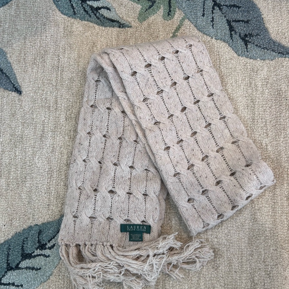 Ralph Lauren Textured Cream Wool Scarf